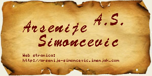 Arsenije Simončević vizit kartica